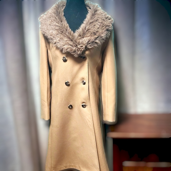 Vintage London Fog Fur Coat sz 12 Peacoat with Plaid Wool Lining c.1970s - Picture 7 of 13